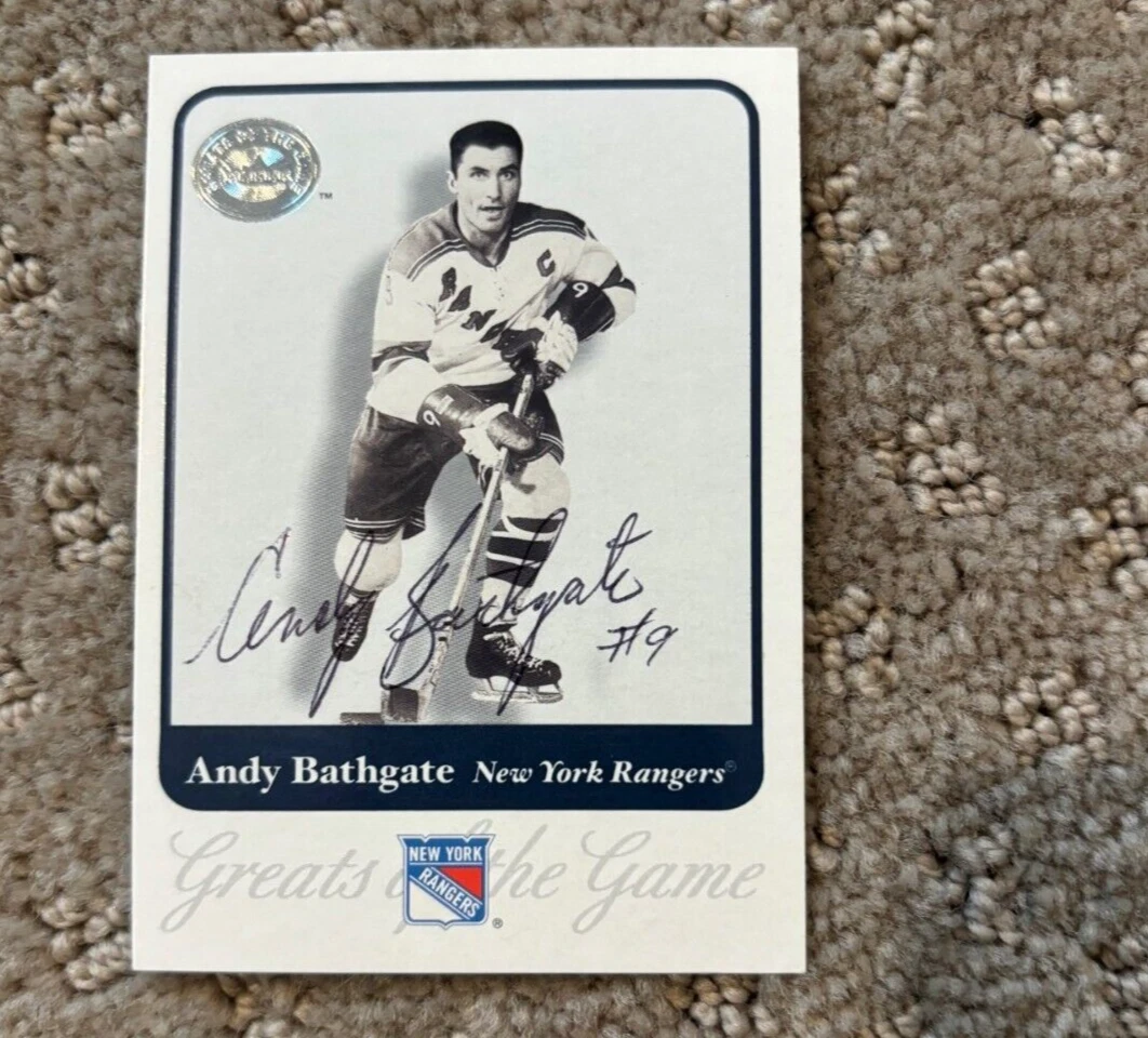 Andy Bathgate signed autographed card 2001-02 Fleer Greats of the Game #65