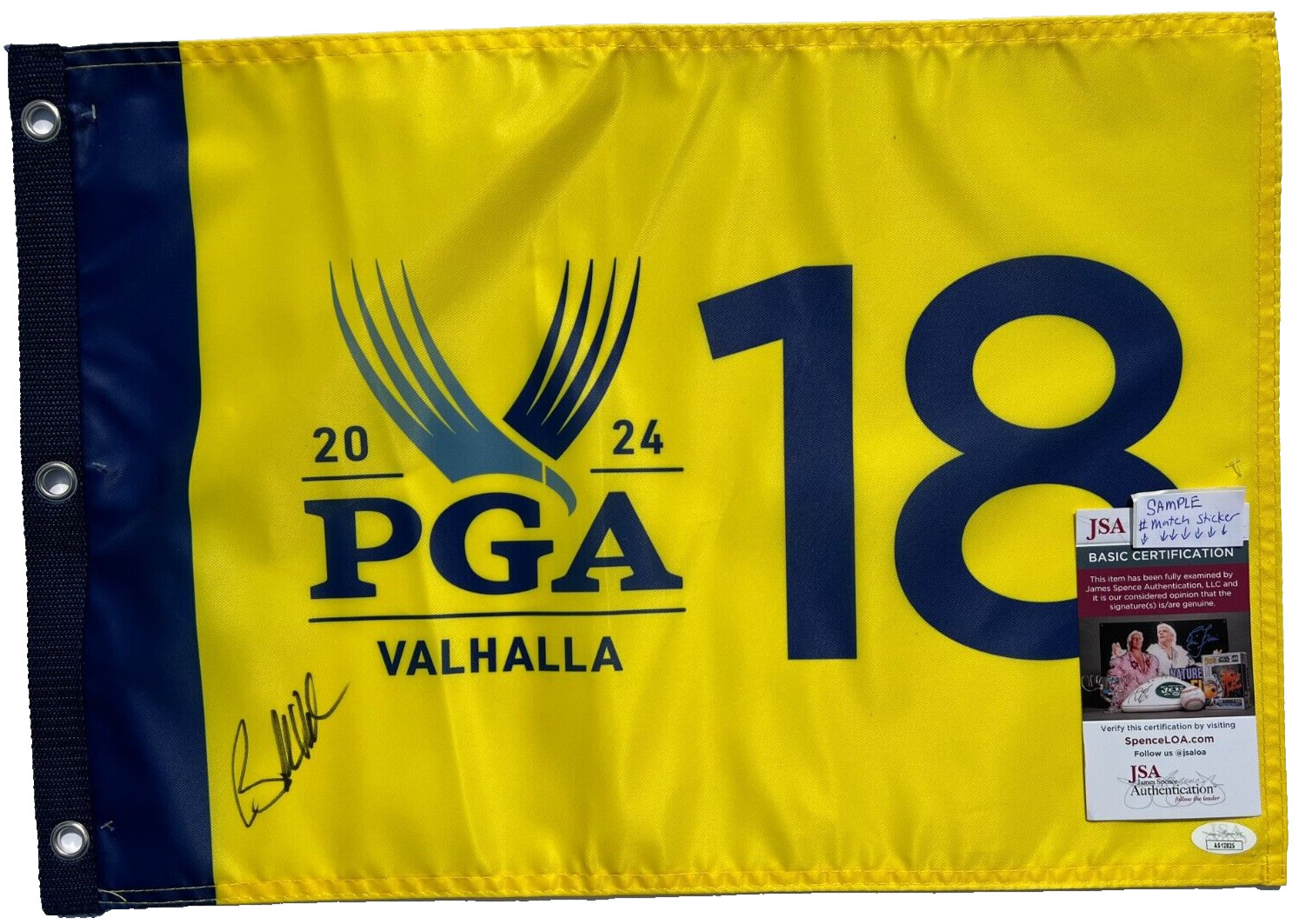 BROOKS KOEPKA SIGNED 2024 PGA CHAMPIONSHIP PIN FLAG VALHALLA COA JSA