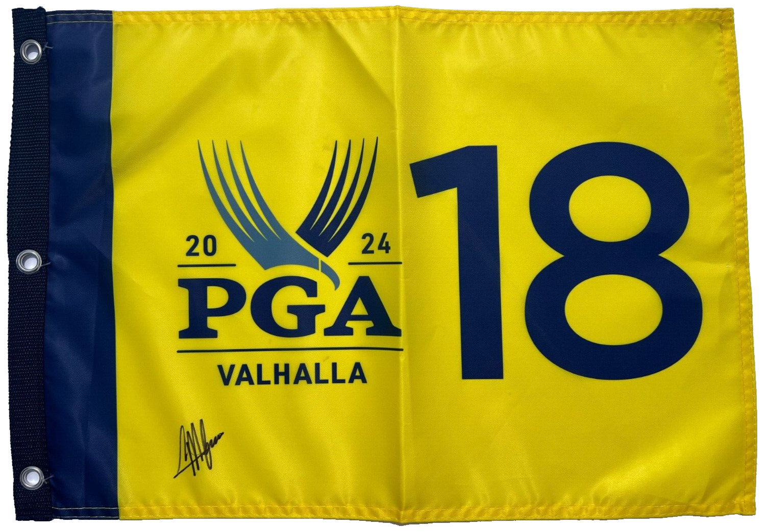 COLLIN MORIKAWA SIGNED 2024 PGA CHAMPIONSHIP PIN FLAG VALHALLA COA