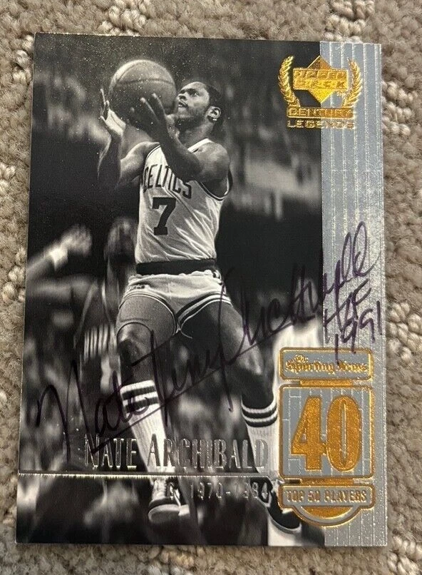 1999 Upper Deck LEGENDS Nate Archibald Signed AUTOGRAPHED CARD BOSTON Celtics