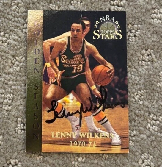 LENNY WILKENS HOF Signed 1996-97 Topps Stars Sonics Providence Autograph Auto