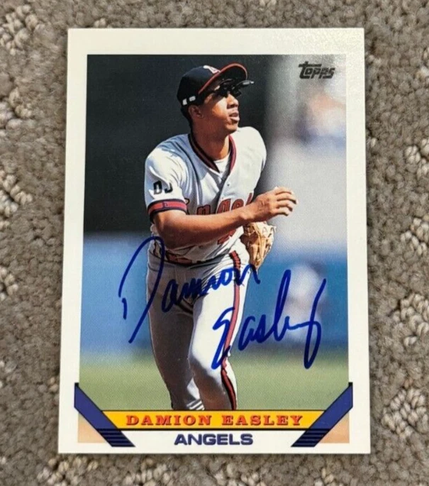 1993 Topps #184 Damion Easley signed autographed card Los Angeles Angels