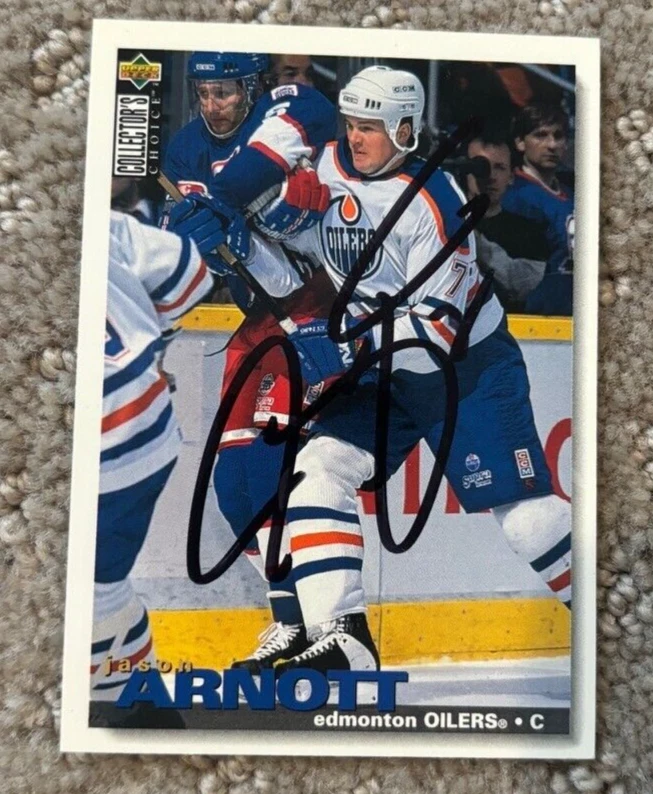 1995-96 Collector's Choice Oilers #41 Jason Arnott signed autographed card
