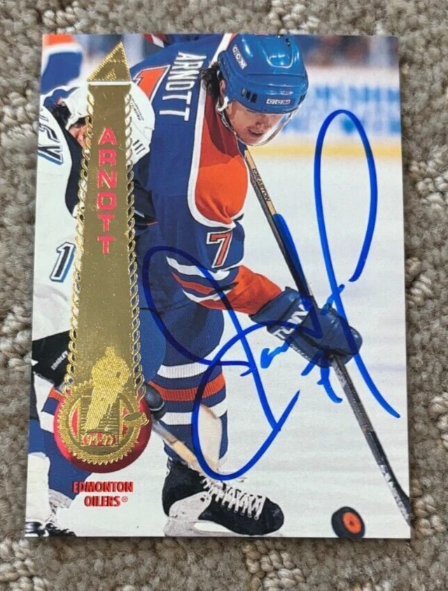 Jason Arnott #124 1994-95 signed autographed Pinnacle hockey card Oilers