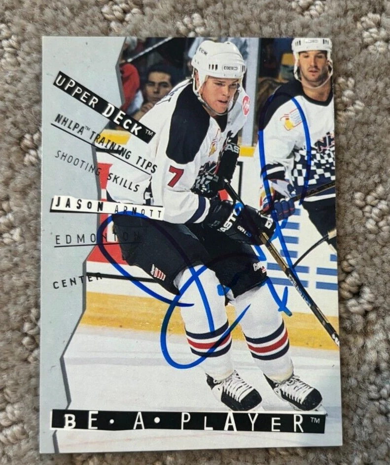1994-95 Be A Player Oilers Hockey Card #R93 Jason Arnott signed autographed card