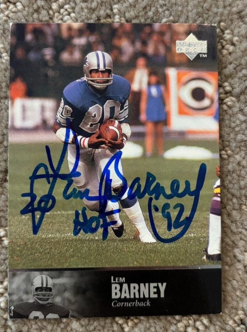 1997 Upper Deck Legends #32 Lem Barney signed autographed card Detroit Lions