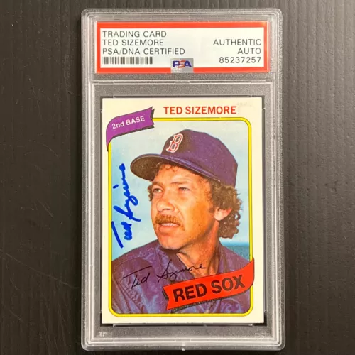 1980 TOPPS #81 TED SIZEMORE CARD PSA SLABBED AUTO RED SOX COLLECTIBLE MEMORABILIA