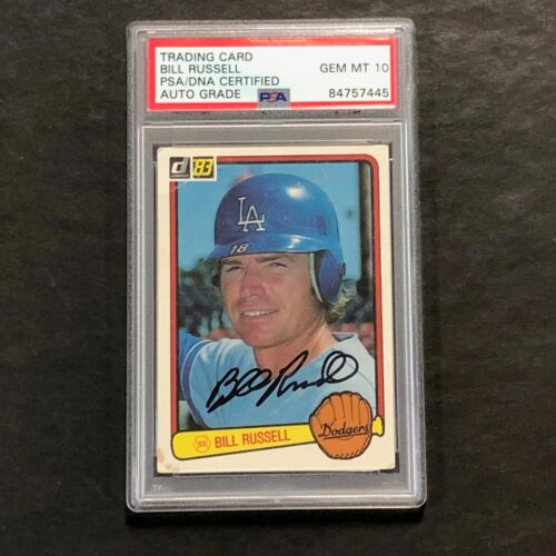 1983 DONRUSS #210 BILL RUSSELL SIGNED CARD PSA SLABBED AUTO 10 DODGERS COLLECTIBLE MEMORABILIA