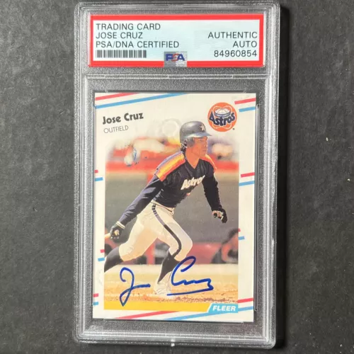 1988 FLEER #443 JOSE CRUZ SIGNED CARD PSA/DNA SLABBED AUTOGRAPHED AUTO ASTROS COLLECTIBLE MEMORABILIA