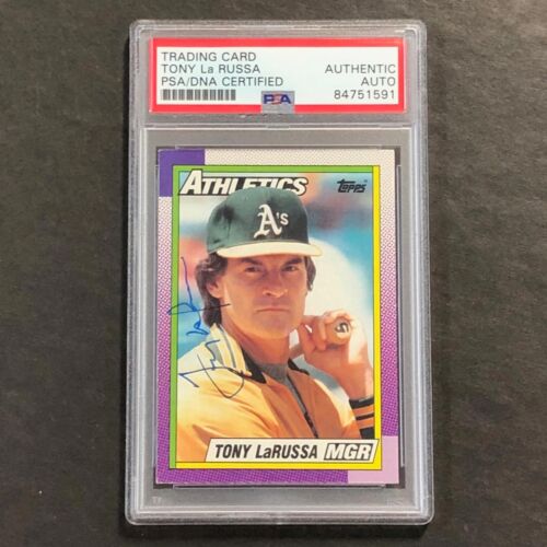 1990 TOPPS #639 TONY LA RUSSA SIGNED CARD AUTO PSA SLABBED OAKLAND ATHLETICS COLLECTIBLE MEMORABILIA