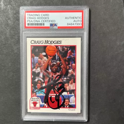 1991-92 NBA HOOPS #29 CRAIG HODGES SIGNED CARD AUTO PSA SLABBED BULLS COLLECTIBLE MEMORABILIA