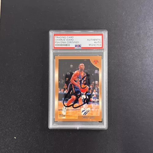 2000 TOPPS #35 CHARLIE WARD SIGNED CARD PSA SLABBED KNICKS COLLECTIBLE MEMORABILIA
