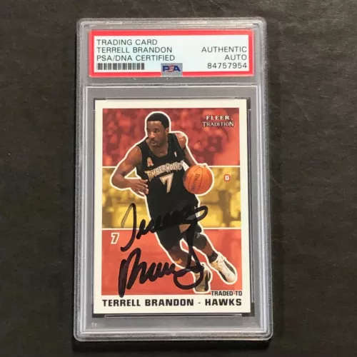 2003-04 FLEER #160 TERRELL BRANDON SIGNED CARD AUTO PSA/DNA SLABBED TIMBERWOLVES COLLECTIBLE MEMORABILIA