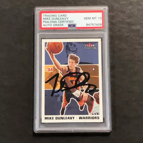 2003-04 FLEER TRADITION #168 MIKE DUNLEAVY SIGNED CARD PSA SLABBED WARRIORS COLLECTIBLE MEMORABILIA