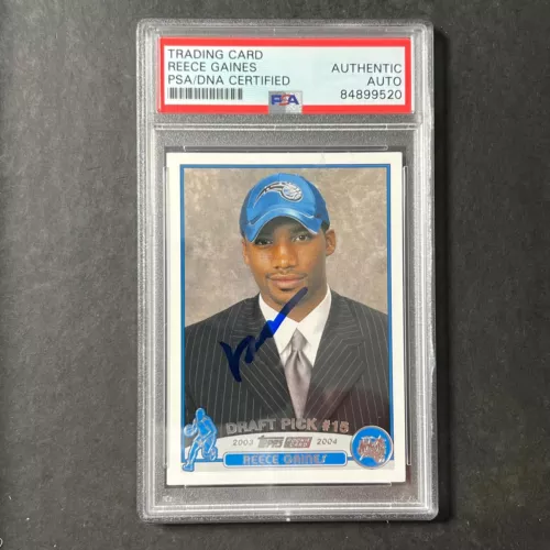 2003-04 TOPPS #235 REECE GAINES SIGNED CARD AUTO PSA/DNA SLABBED MAGIC DRAFT 03 COLLECTIBLE MEMORABILIA