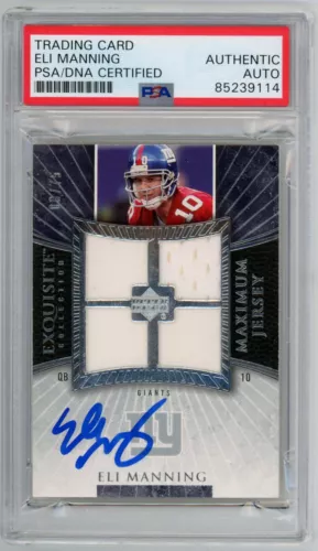 2006 EXQUISITE ELI MANNING SIGNED AUTOGRAPHED MAXIMUM JERSEY CARD PSA/DNA AUTO COLLECTIBLE MEMORABILIA