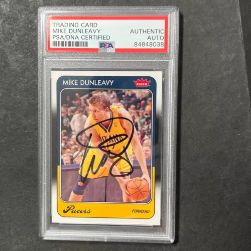 2008-09 FLEER #43 MIKE DUNLEAVY SIGNED CARD PSA SLABBED WARRIORS COLLECTIBLE MEMORABILIA