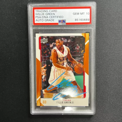 2008-09 UPPER DECK #120 WILLIE GREEN SIGNED CARD AUTO 10 PSA SLABBED 76ERS COLLECTIBLE MEMORABILIA