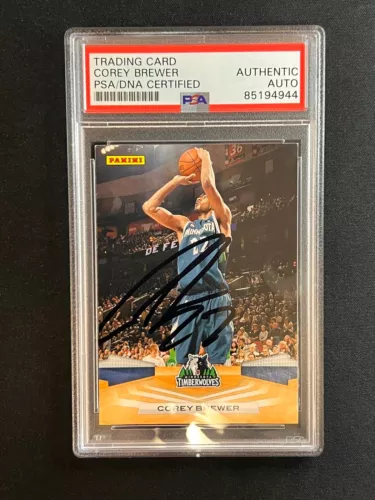 2009-10 PANINI BASKETBALL #212 COREY BREWER SIGNED CARD AUTO PSA SLABBED TIMBERW COLLECTIBLE MEMORABILIA