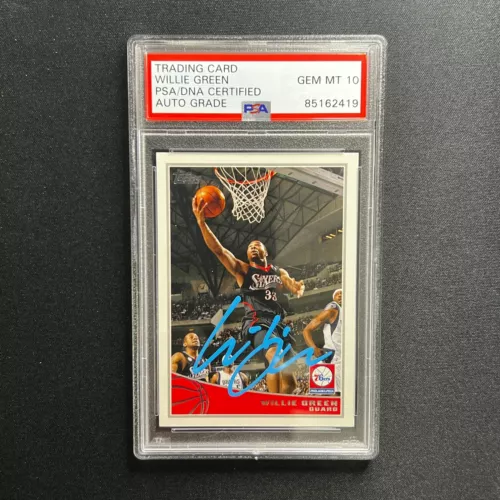 2009-10 TOPPS BASKETBALL #232 WILLIE GREEN SIGNED CARD AUTO 10 PSA SLABBED 76ERS COLLECTIBLE MEMORABILIA