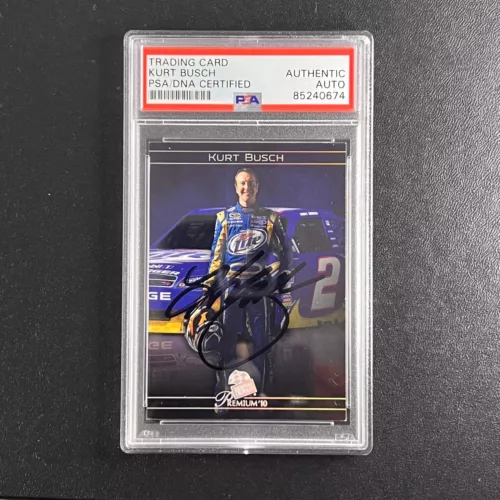 2010 PRESSPASS #7 KURT BUSCH SIGNED CARD AUTO PSA SLABBED NASCAR COLLECTIBLE MEMORABILIA