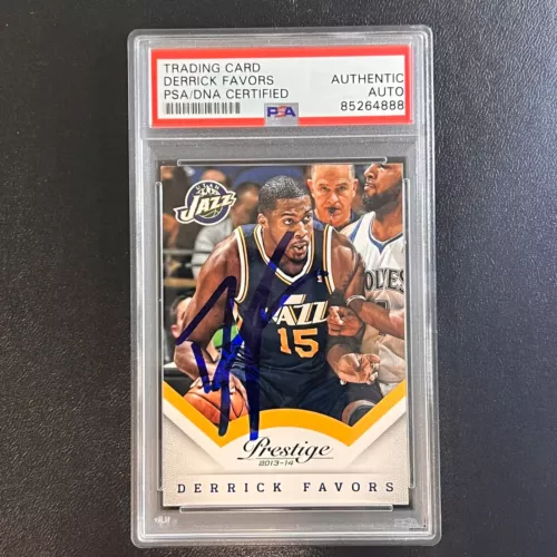 2013-14 PANINI PRESTIGE #20 DERRICK FAVORS SIGNED CARD AUTO PSA SLABBED JAZZ COLLECTIBLE MEMORABILIA