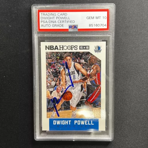 2015-16 NBA HOOPS #199 DWIGHT POWELL CARD AUTO 10 PSA SLABBED MAVERICKS COLLECTIBLE MEMORABILIA