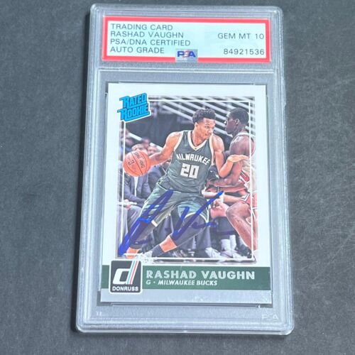 2015-16 PANINI DONRUSS #20 RASHAD VAUGHN SIGNED CARD AUTO 10 PSA SLABBED RC BUCK COLLECTIBLE MEMORABILIA