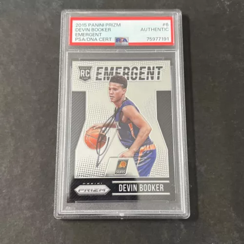 2015-16 PANINI PRIZM #6 DEVIN BOOKER AUTO SIGNED CARD PSA SLABBED AUTOGRAPHED RC COLLECTIBLE MEMORABILIA