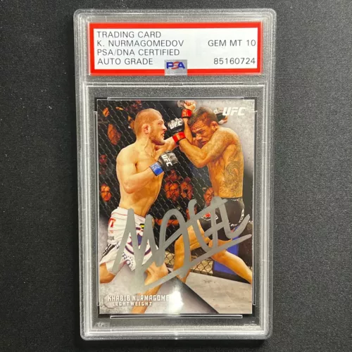 2015 UFC TOPPS #49 KHABIB NURMAGOMEDOV SIGNED CARD AUTO 10 PSA SLABBED COLLECTIBLE MEMORABILIA
