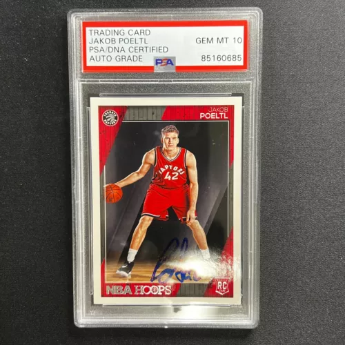 2016-17 NBA HOOPS #269 JAKOB POELTL SIGNED CARD AUTO 10 PSA SLABBED RC RAPTORS COLLECTIBLE MEMORABILIA