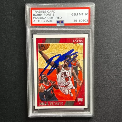 2016-17 PANINI-HOOPS #13 BOBBY PORTIS SIGNED CARD AUTO PSA SLABBED BULLS COLLECTIBLE MEMORABILIA