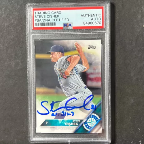 2016 TOPPS #498 STEVE CISHEK SIGNED CARD PSA SLABBED AUTO MARINERS COLLECTIBLE MEMORABILIA