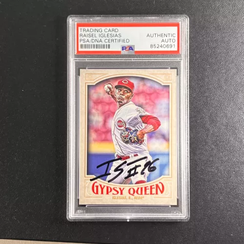 2016 TOPPS GYSPY QUEEN #193 RAISEL IGLESIAS SIGNED CARD PSA SLABBED AUTO REDS COLLECTIBLE MEMORABILIA