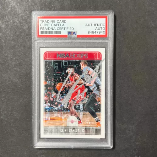 2017-18 PANINI HOOPS #189 CLINT CAPELA SIGNED CARD AUTO PSA/DNA SLABBED ROCKETS COLLECTIBLE MEMORABILIA