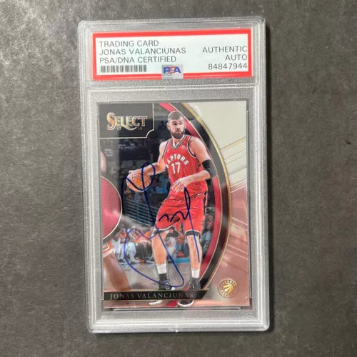 2017-18 PANINI PRESTIGE #75 JONAS VALANCIUNAS SIGNED CARD AUTO PSA SLABBED TORON COLLECTIBLE MEMORABILIA