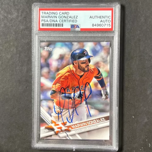 2017 TOPPS TEAM #HOU-8 MARWIN GONZALEZ SIGNED CARD PSA SLABBED AUTO ASTROS COLLECTIBLE MEMORABILIA