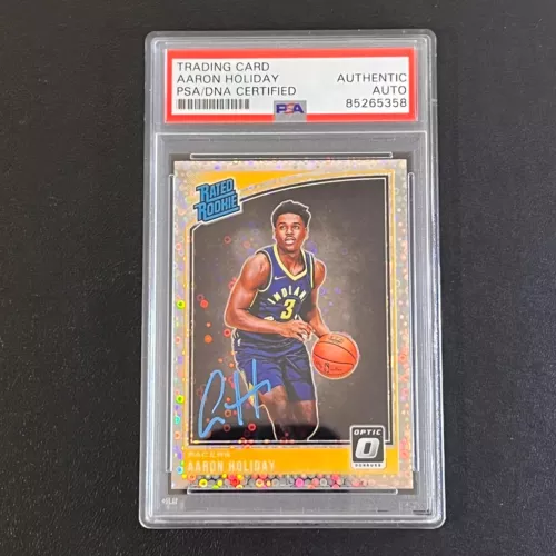 2018-19 DONRUSS RATED ROOKIE #176 AARON HOLIDAY SIGNED ROOKIE CARD AUTO PSA SLAB COLLECTIBLE MEMORABILIA