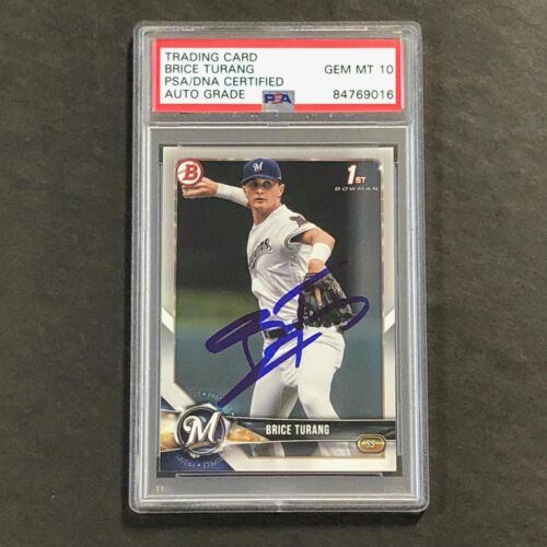 2018 Topps #BD-11 Brice Turang Signed Card AUTO PSA Slabbed Brewers ...