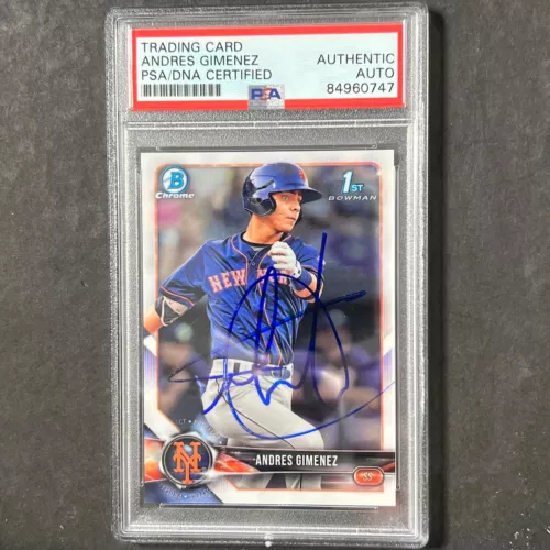 2018 TOPPS BOWMAN FIRST CHROME #BCP72 ANDRES GIMENEZ SIGNED CARD PSA SLABBED AUT COLLECTIBLE MEMORABILIA