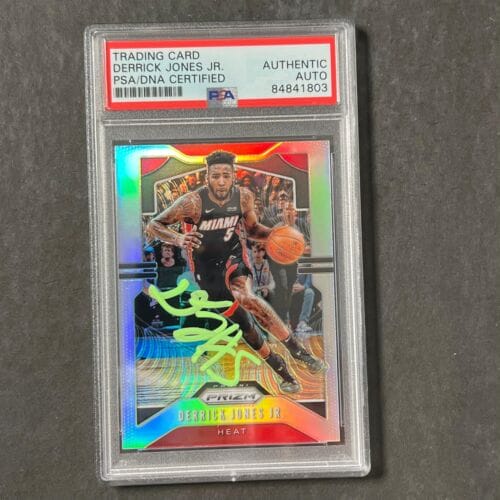 2019-20 PANINI PRIZM #150 DERRICK JONES JR. SIGNED CARD AUTO PSA/DNA SLABBED HEA COLLECTIBLE MEMORABILIA