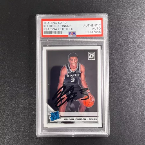 2019-2020 PANINI OPTIC #186 KELDON JOHNSON SIGNED CARD AUTO PSA SLABBED RC SPURS COLLECTIBLE MEMORABILIA