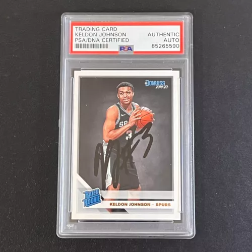 2019 PANINI DONRUSS #227 KELDON JOHNSON SIGNED CARD AUTO PSA SLABBED RC SPURS COLLECTIBLE MEMORABILIA