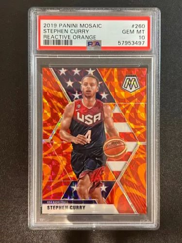 2019 PANINI MOSAIC #260 STEPHEN CURRY REACTIVE ORANGE PSA 10 GEM MINT COLLECTIBLE MEMORABILIA