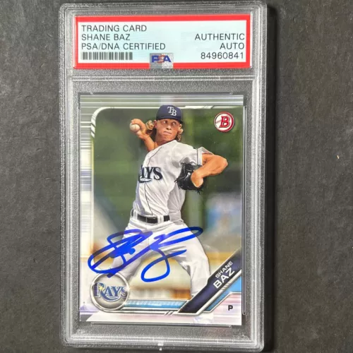 2019 TOPPS #BP-117 SHANE BAZ SIGNED CARD PSA SLABBED AUTO RAYS COLLECTIBLE MEMORABILIA