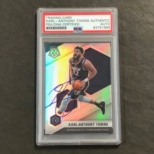 2020-21 PANINI MOSAIC #124 KARL-ANTHONY TOWNS SIGNED CARD AUTO PSA SLABBED TIMBE COLLECTIBLE MEMORABILIA