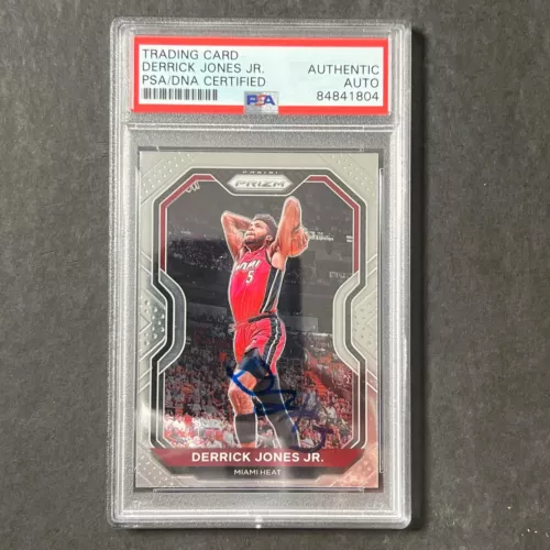 2020-21 PANINI PRIZM #55 DERRICK JONES JR. SIGNED CARD AUTO PSA HEAT COLLECTIBLE MEMORABILIA