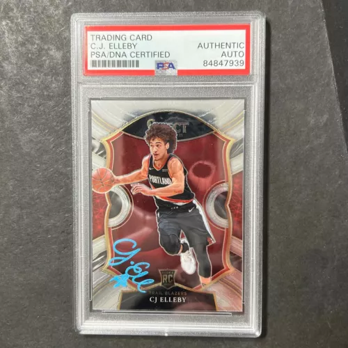 2020-21 PANINI SELECT #100 CJ ELLEBY SIGNED CARD AUTO PSA SLABBED RC TRAIL BLAZE COLLECTIBLE MEMORABILIA