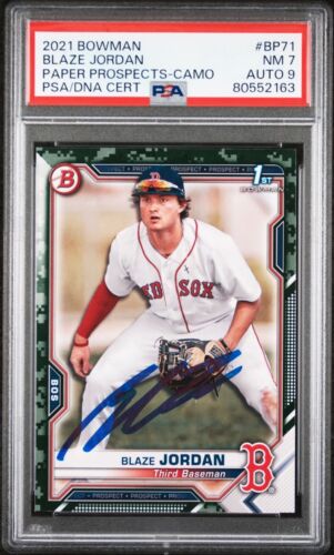2021 BOWMAN PAPER PROSPECTS CAMO #BP71 BLAZE JORDAN SIGNED ROOKIE CARD PSA 7 AUT COLLECTIBLE MEMORABILIA