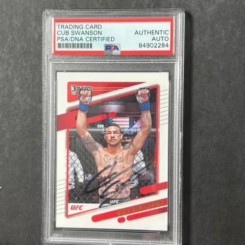 2022 PANINI DONRUSS #159 CUB SWANSON SIGNED CARD AUTO PSA SLABBED UFC COLLECTIBLE MEMORABILIA